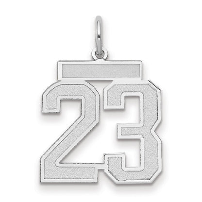 14K Weißgold Medium Satin Zahl 23 Charm