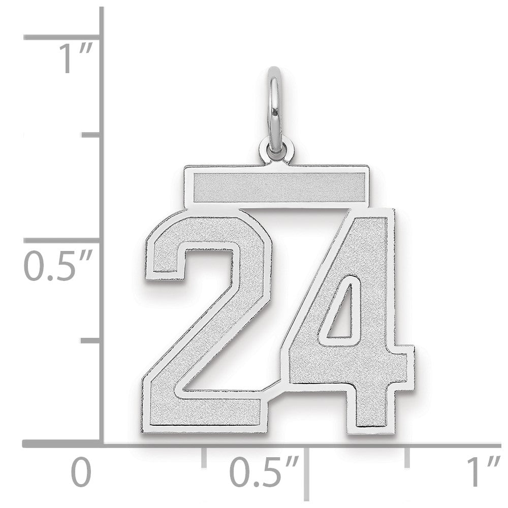 14K Weißgold Charm „Zahl 24“, mittelgroß, satiniert