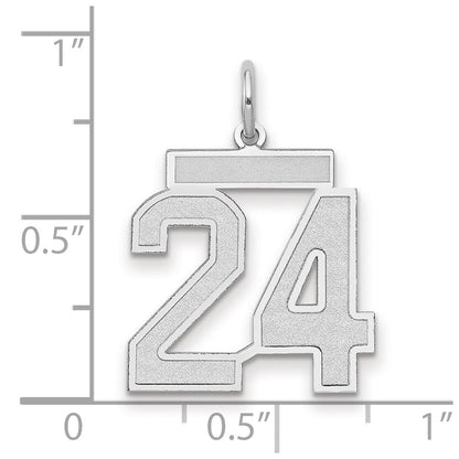 14K Weißgold Charm „Zahl 24“, mittelgroß, satiniert