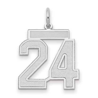 14K Weißgold Charm „Zahl 24“, mittelgroß, satiniert