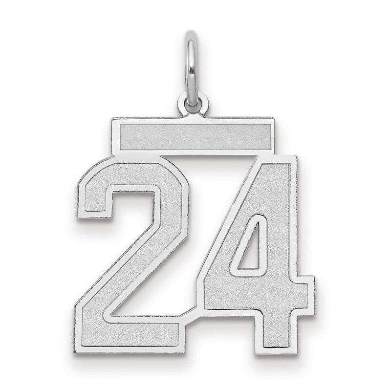 14K Weißgold Charm „Zahl 24“, mittelgroß, satiniert