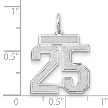 14K Weißgold mediumgroßer satinierter Zahlenanhänger „25
