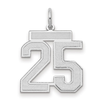 14K Weißgold mediumgroßer satinierter Zahlenanhänger „25