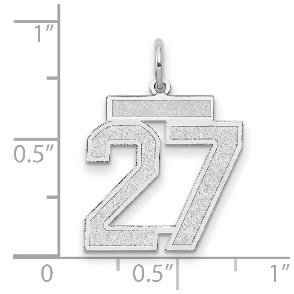 14K Weißgold Medium Satin-Zahl 27 Charm