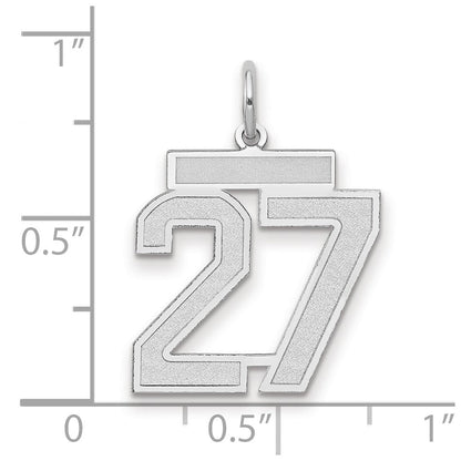 14K Weißgold Medium Satin-Zahl 27 Charm