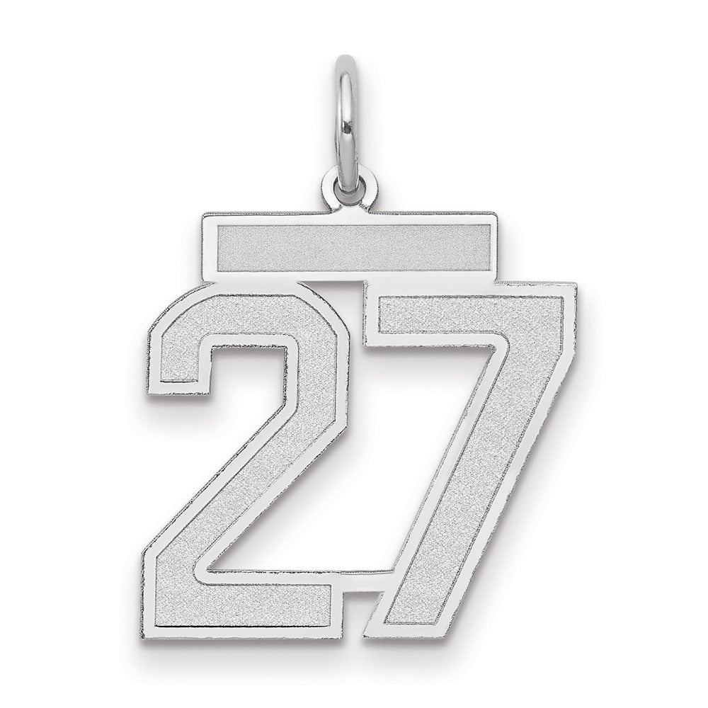 14K Weißgold Medium Satin-Zahl 27 Charm
