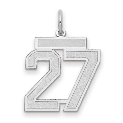 14K Weißgold Medium Satin-Zahl 27 Charm