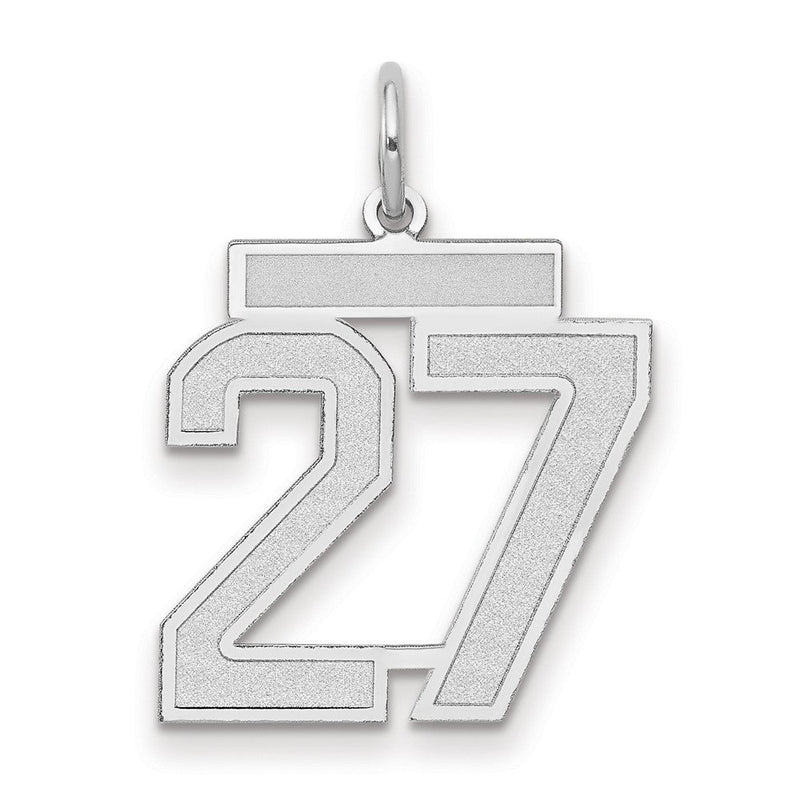14K Weißgold Medium Satin-Zahl 27 Charm