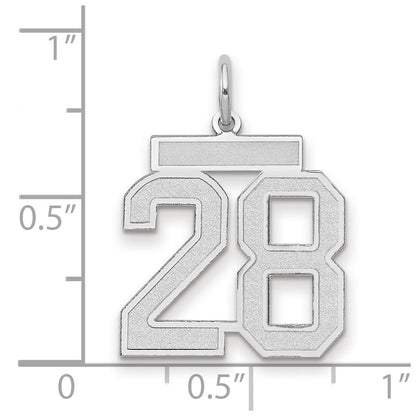 14K Weißgold Charm „Zahl 28" mit mittlerer satinierter Oberfläche