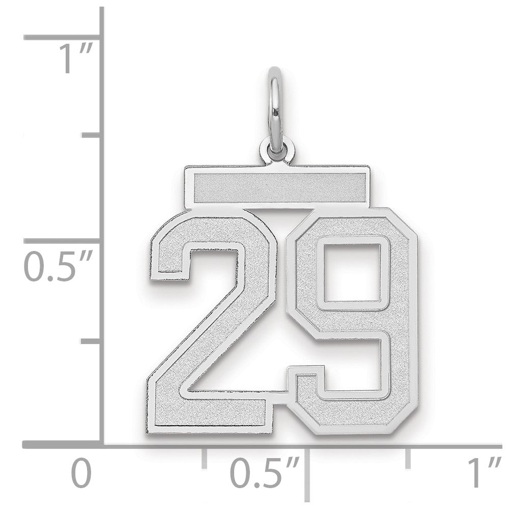 14K Weißgold Medium Satin Zahl 29 Charm