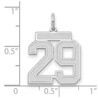 14K Weißgold Medium Satin Zahl 29 Charm