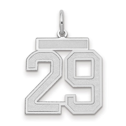 14K Weißgold Medium Satin Zahl 29 Charm