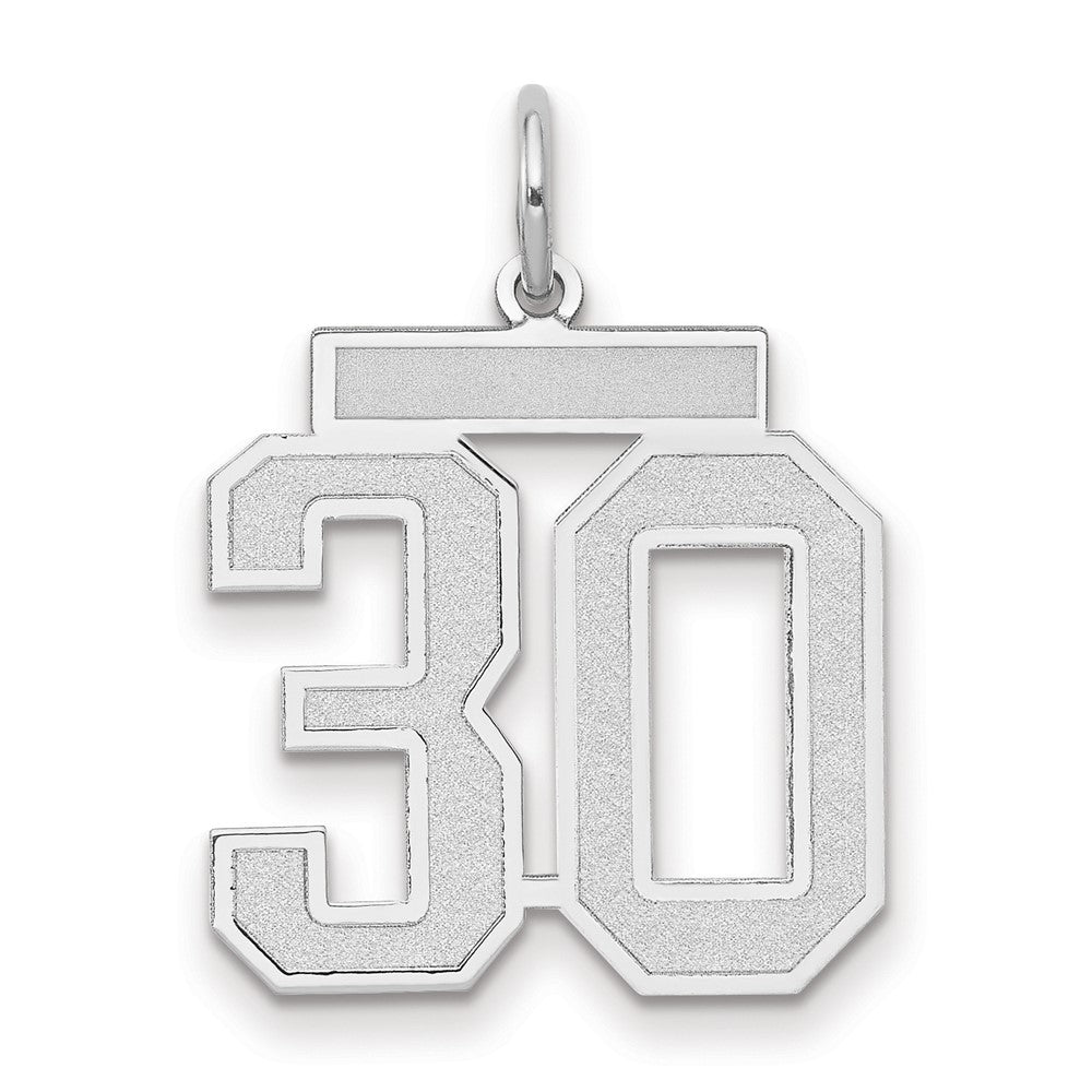 Charm „Zahl 30" aus 14K Weißgold, mattiert, mittelgroß