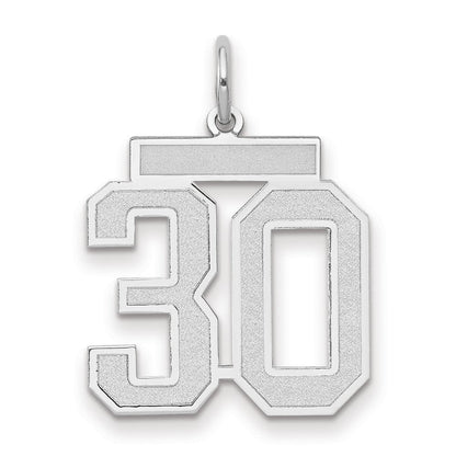 Charm „Zahl 30" aus 14K Weißgold, mattiert, mittelgroß