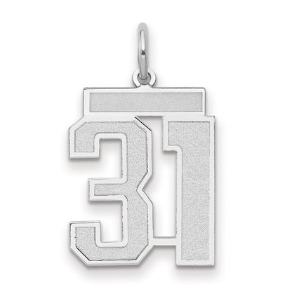 14K Weißgold Satin-Zahlenanhänger „31" Medium