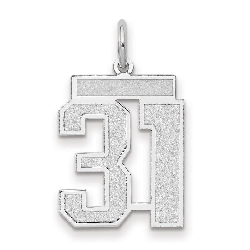 14K Weißgold Satin-Zahlenanhänger „31" Medium
