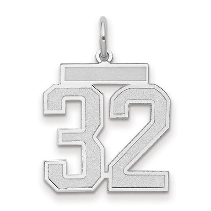 14K Weißgold Medium Satin-Zahlenanhänger „32“