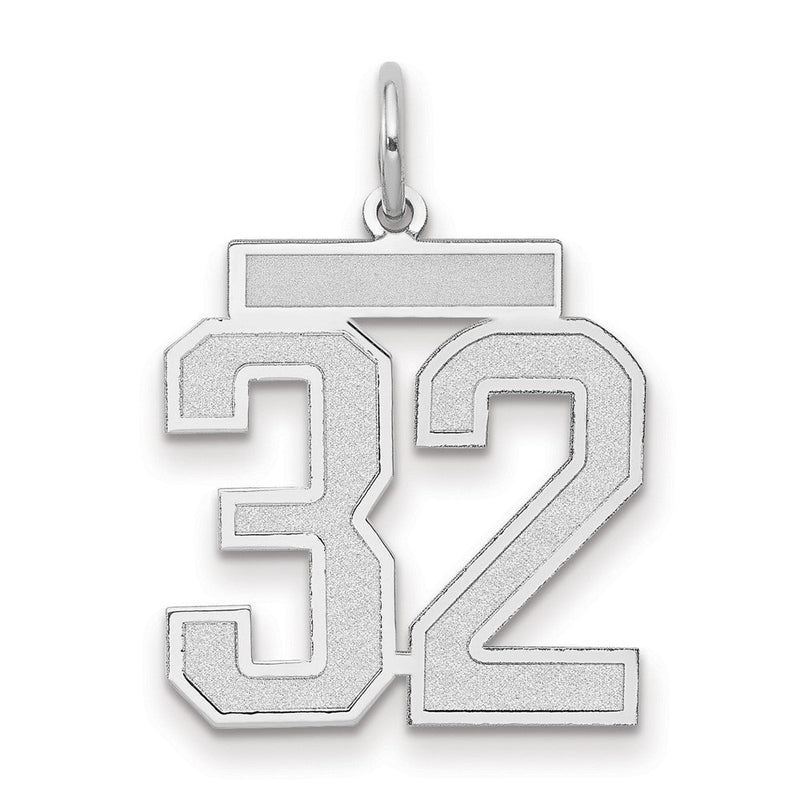 14K Weißgold Medium Satin-Zahlenanhänger „32“