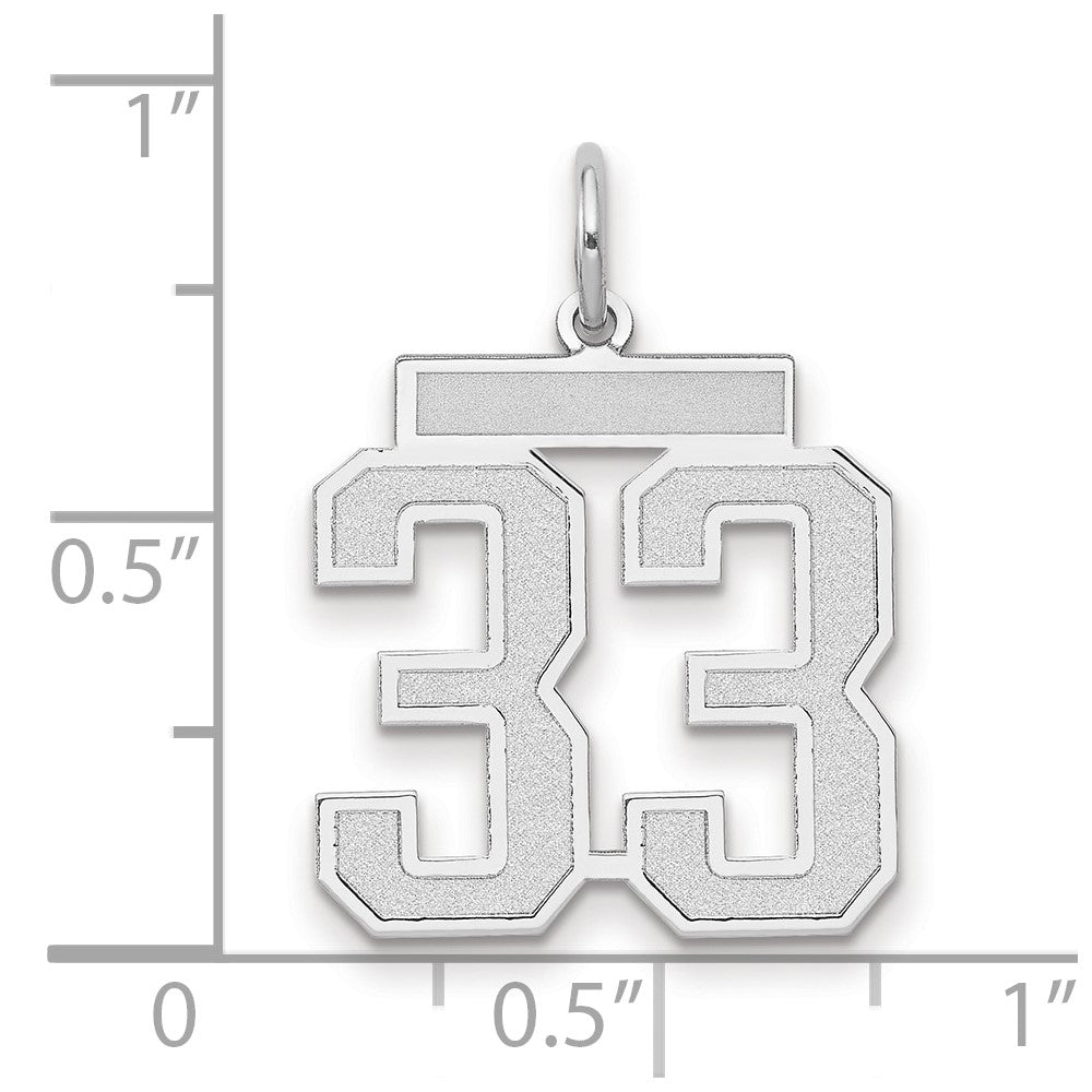 Charm „Zahl 33“ aus 14K Weißgold, mittelgroß, satiniert