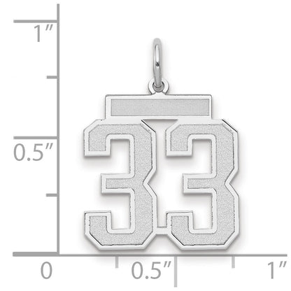 Charm „Zahl 33“ aus 14K Weißgold, mittelgroß, satiniert
