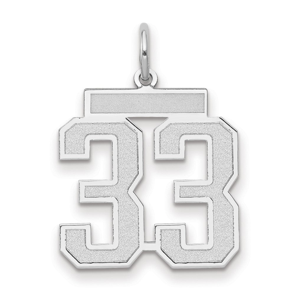 Charm „Zahl 33“ aus 14K Weißgold, mittelgroß, satiniert
