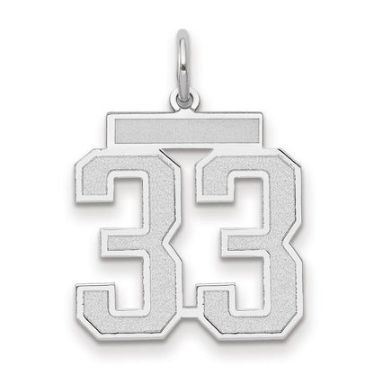 Charm „Zahl 33“ aus 14K Weißgold, mittelgroß, satiniert