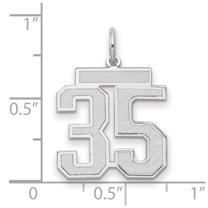 14K Weißgold Charm „Zahl 35" mit mittlerem Satinfinish