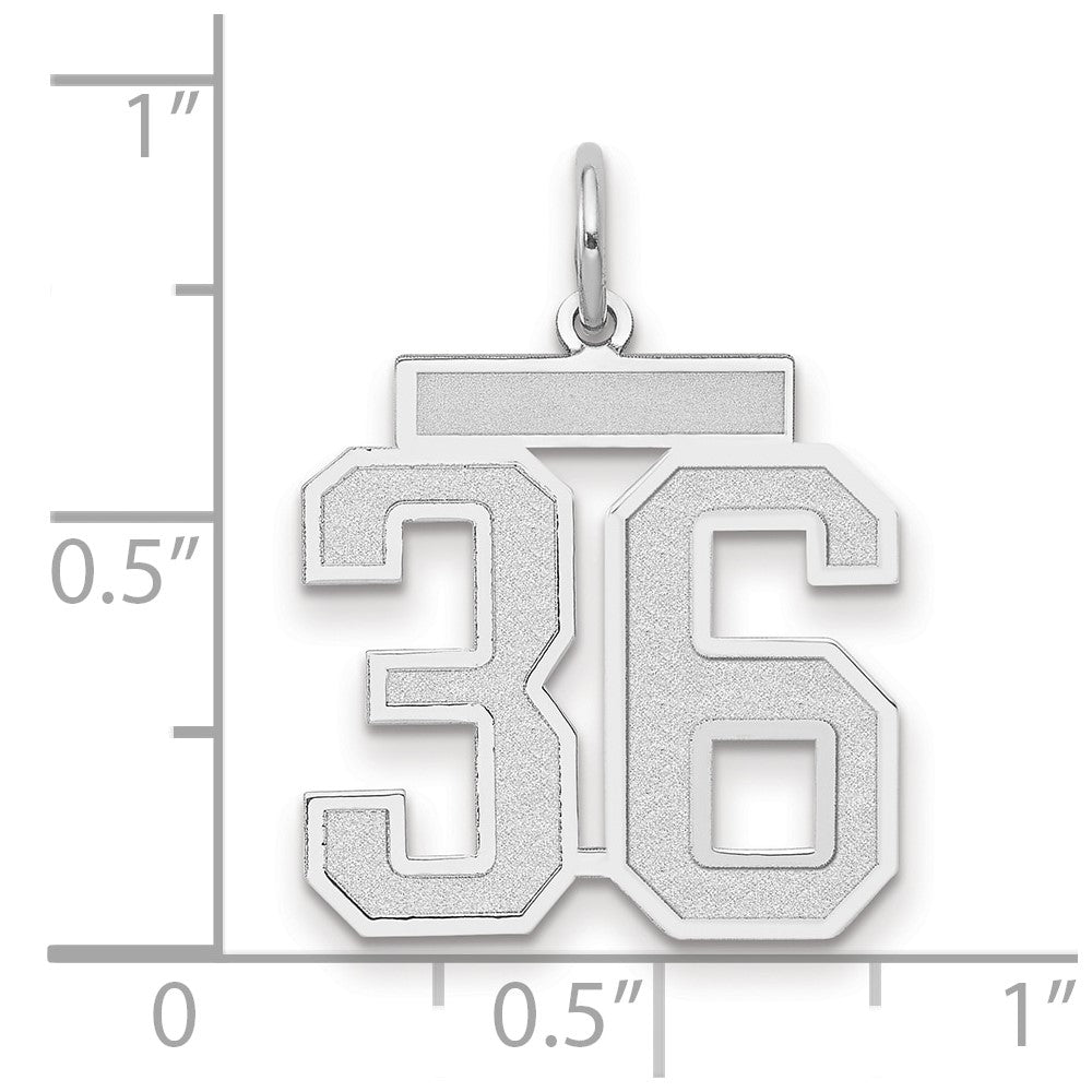 14K Weißgold Charm „Zahl 36“ in mittlerer Größe, satiniert