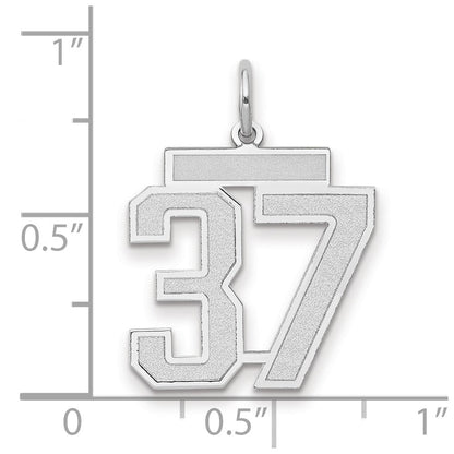 14K Weißgold Charm Zahl 37, medium, satiniert