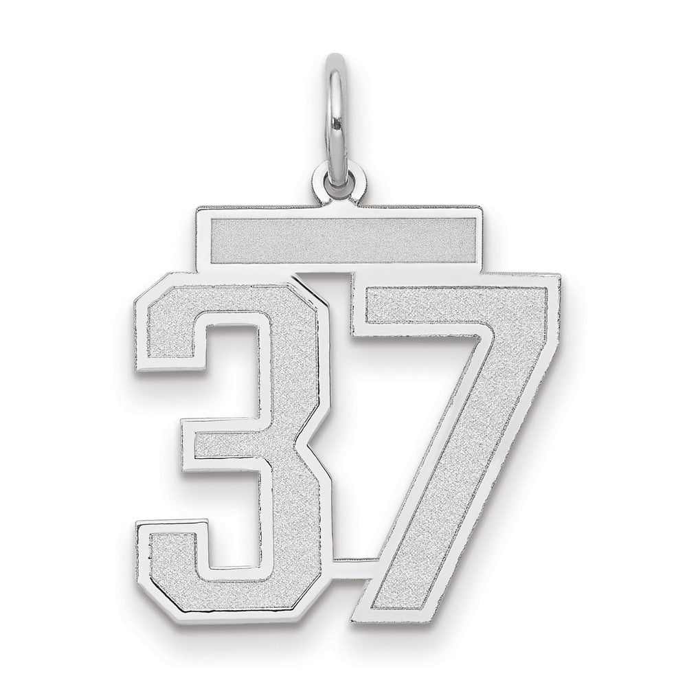 14K Weißgold Charm Zahl 37, medium, satiniert