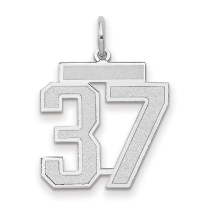 14K Weißgold Charm Zahl 37, medium, satiniert