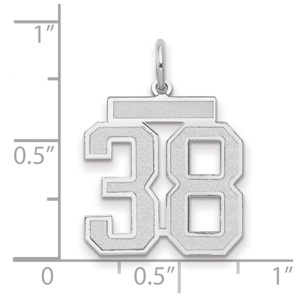 14K Weißgold Charm „Zahl 38“, mittelgroß, satiniert