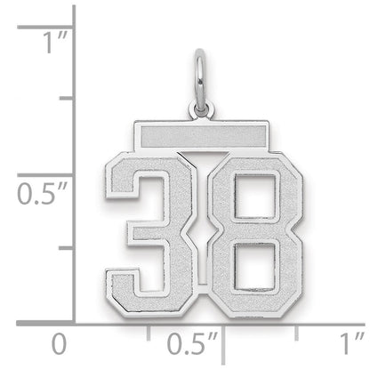 14K Weißgold Charm „Zahl 38“, mittelgroß, satiniert