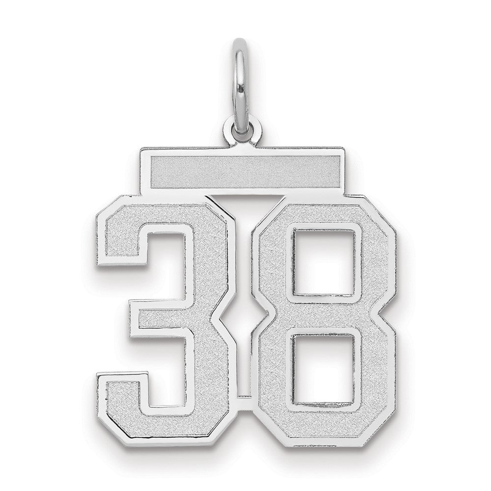14K Weißgold Charm „Zahl 38“, mittelgroß, satiniert