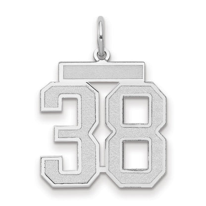 14K Weißgold Charm „Zahl 38“, mittelgroß, satiniert