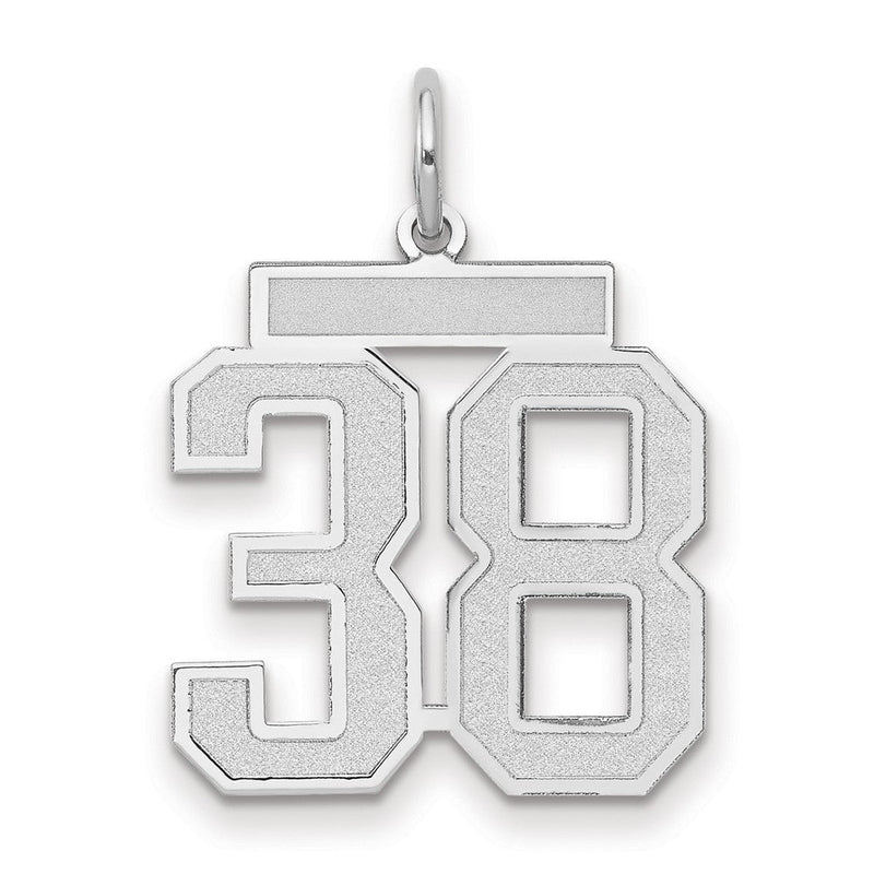 14K Weißgold Charm „Zahl 38“, mittelgroß, satiniert