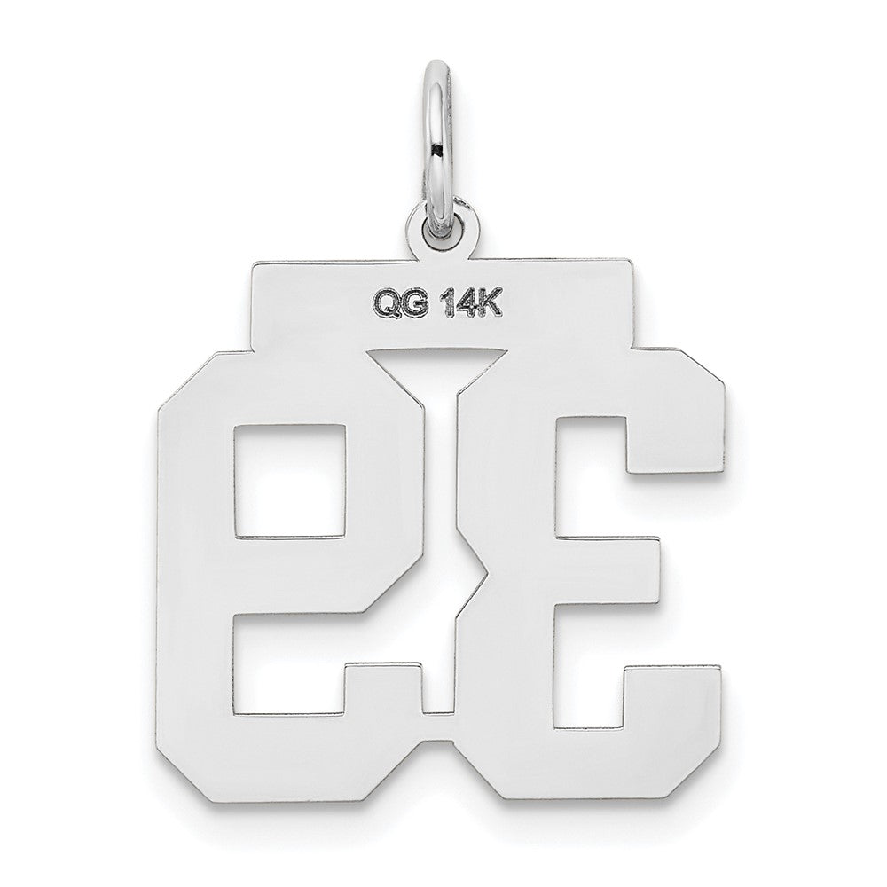 14K Weißgold Charm "Zahl 39" mit mattierter Oberfläche, mittelgroß