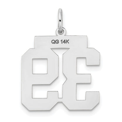 14K Weißgold Charm "Zahl 39" mit mattierter Oberfläche, mittelgroß