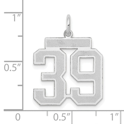 14K Weißgold Charm "Zahl 39" mit mattierter Oberfläche, mittelgroß