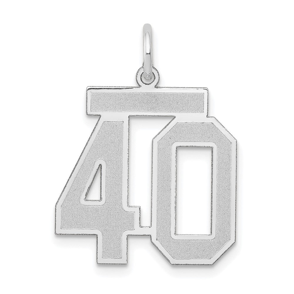 14K Weißgold Charm „Zahl 40" mit mittlerer satinierter Oberfläche
