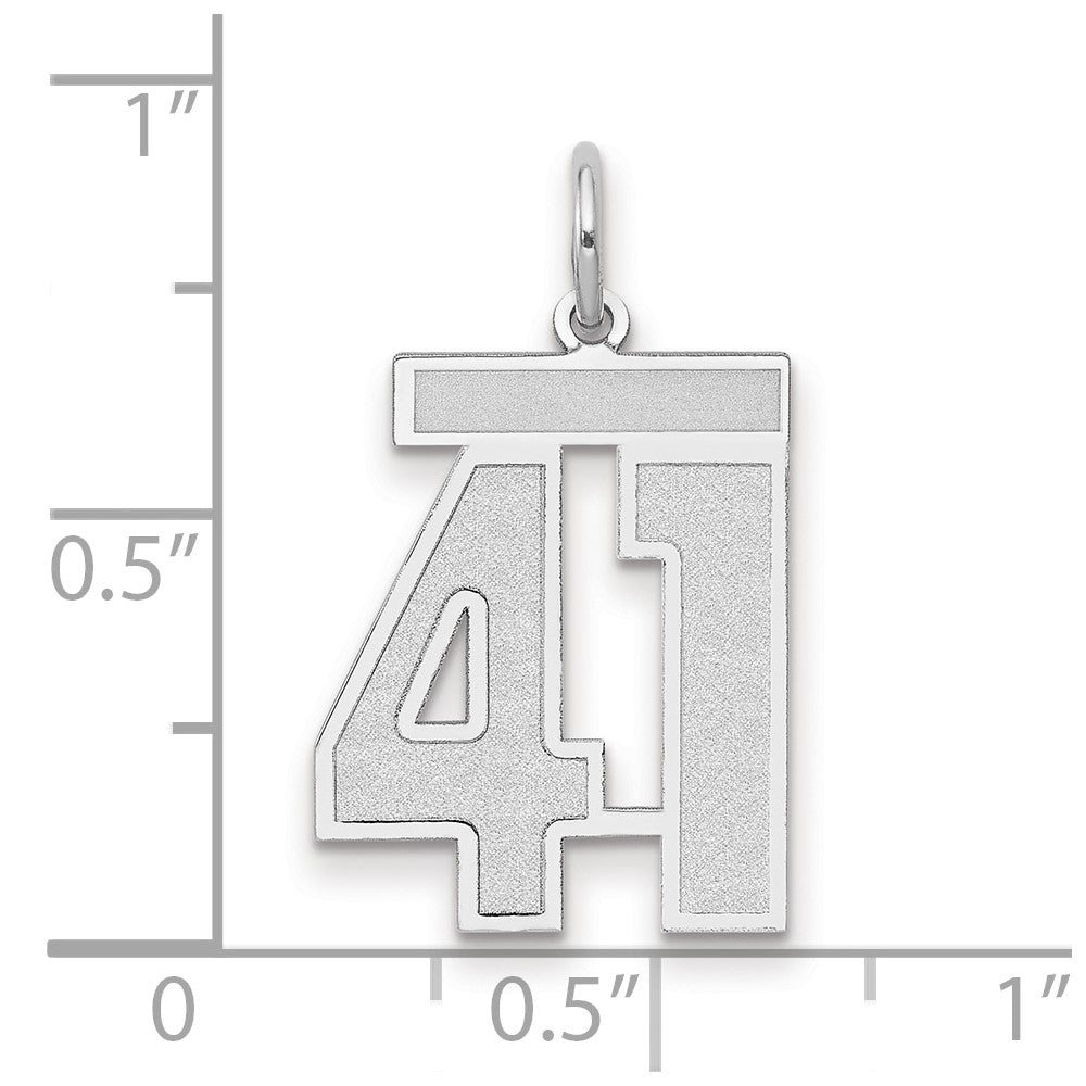 Charm „Zahl 41“ aus 14K Weißgold, matt, mittelgroß