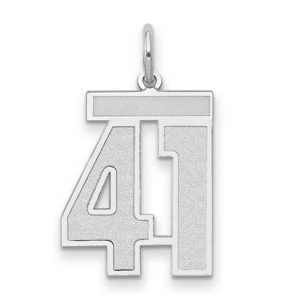 Charm „Zahl 41“ aus 14K Weißgold, matt, mittelgroß