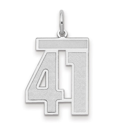 Charm „Zahl 41“ aus 14K Weißgold, matt, mittelgroß