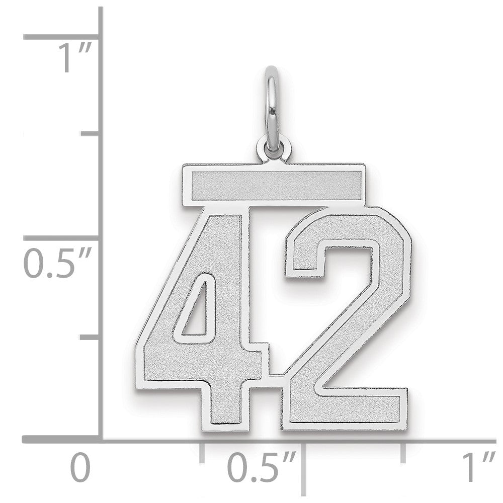 14K Weißgold Medium Satin Zahl 42 Charm