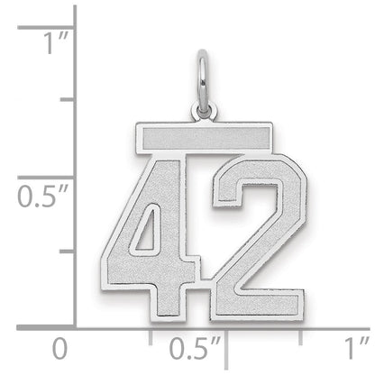 14K Weißgold Medium Satin Zahl 42 Charm