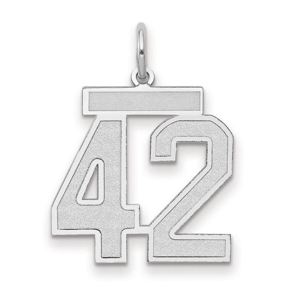 14K Weißgold Medium Satin Zahl 42 Charm