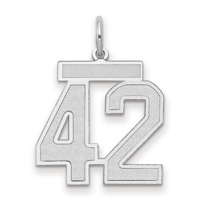 14K Weißgold Medium Satin Zahl 42 Charm