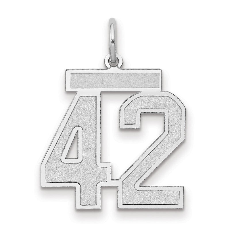 14K Weißgold Medium Satin Zahl 42 Charm