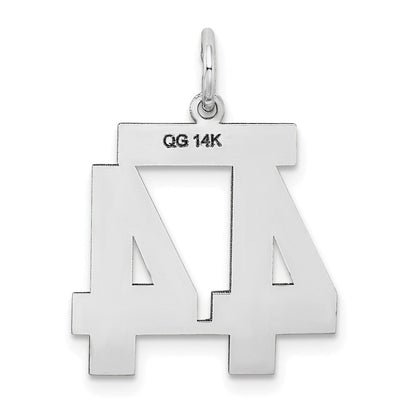 Charm „Zahl 44“ mit Satinfinish aus 14K Weißgold, mittelgroß