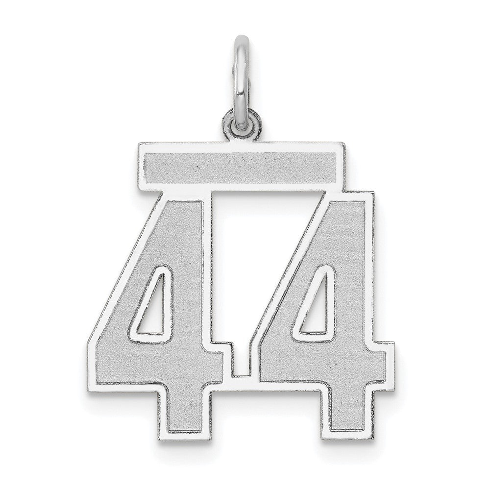Charm „Zahl 44“ mit Satinfinish aus 14K Weißgold, mittelgroß